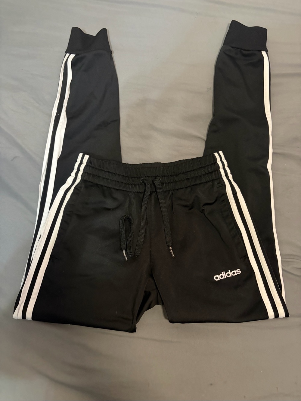 adidas Black Track Pants with White Stripes
